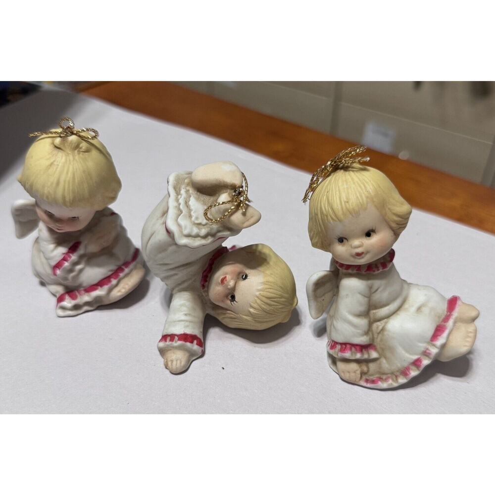 OCI Omnibus Angels lot of 3 porcelain ornaments vintage cherubs cute
